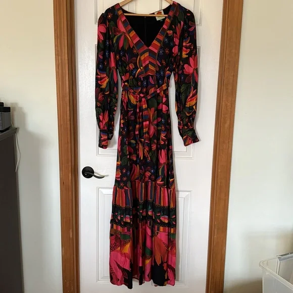 Farm Rio long sleeved floral dress with belted waist - Picture 2 of 12